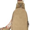 Sling Bag for Women PU Leather Sling Bag Small Crossbody Sling Backpack Multipurpose Chest Bag for Women Cycling (Khaki)