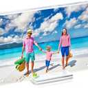laapee 6x8 Magnetic Acrylic Picture Frame, Clear Double Sided Frame with Base, Frameless Floating Lucite Photo Frame Stands on Desk Table Horizontally or Vertically