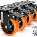 Caster Wheels, 4 Inch Caster Set of 2, Dual Locking PU Casters 2400LB, Swivel Casters for Furniture, Workbench & Tool Cart – Quiet, Floor Safe, Smooth Rolling