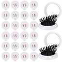 2 x LemonRoad 24 Pack Softball Foldable Travel Mirror Hair Brushes, Mirror Comb, Compact Small Size Massage Comb, Round Portable Folding Pocket Hairbrush, Softball Sport Party Team Gift (White)