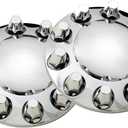 2 Sets of Chrome ABS Front Axle Cover with 33mm Screw-in Nut Cover for Semi Truck