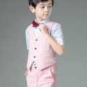 Boys Suits Slim Fit Formal Suits for Boy Tuxedo 2 Pcs Vest Shorts Set Lightweight Wedding Outfit (Pink)