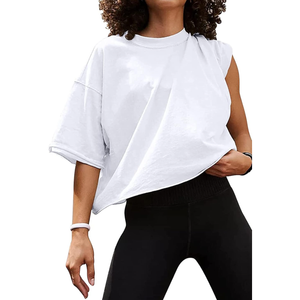 Women's Summer Short Sleeve Crop Tops Casual Basic Cotton Athletic Yoga Running T-Shirts, Size S