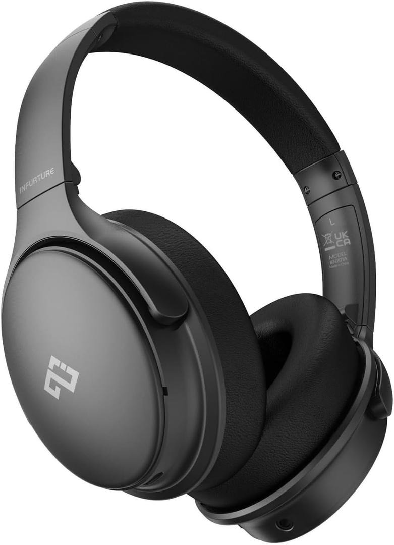 INFURTURE Over Ear Headphones Active Noise Cancelling Headphones, H1 Wireless Bluetooth Headset, Deep Bass Headset, Low Latency, 90H Playtime, Foldable Headphone for Sport Running Cool Gadgets Gift (Black)