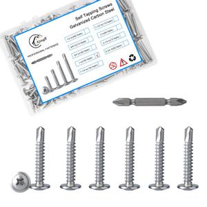 Sheet Metal Self-Tapping Screws with Storage Box 160pcs,Cross #8  1inch Truss Head Sheet Metal Screws Without Pre-Drilling for Furniture Making and Woodworking, High Strength Quick Tapping Screws