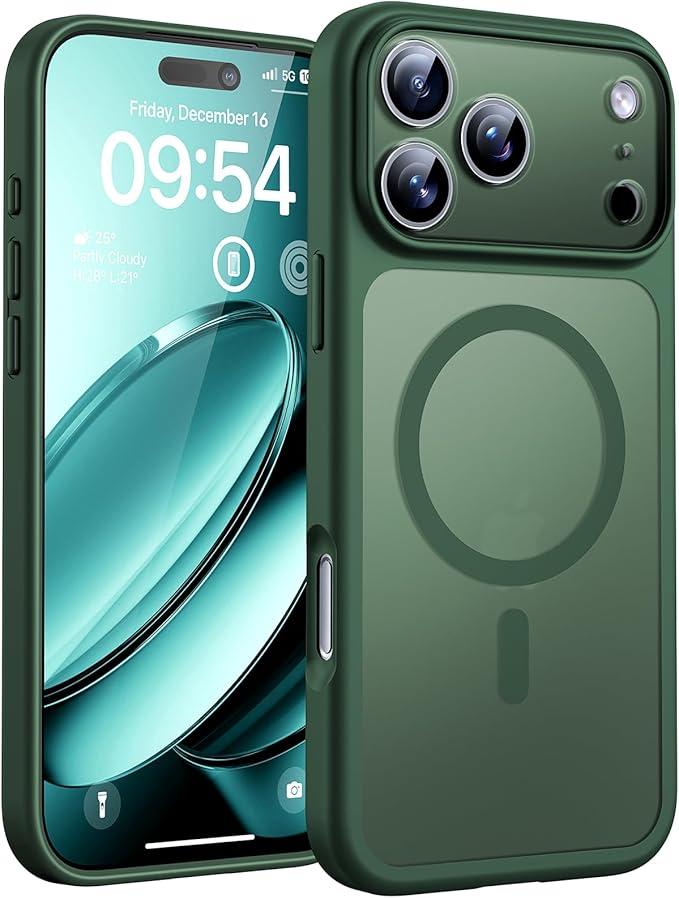 TOCOL for iPhone 17 Pro Case, Full Camera Protection, Builtin Magnetic Ring, Compatible with Magsafe Charger, Drop Protection, Translucent Matte Phone Case for iPhone 17 Pro 6.3 inch (Alpine Green)