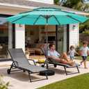 JEAREY 9FT 3 Tier Patio Umbrella Outdoor Market Umbrella Table Umbrellas with 8 Ribs 1.5 Pole Push Button Tilt and Crank UV Protection for Garden,Peacock Blue
