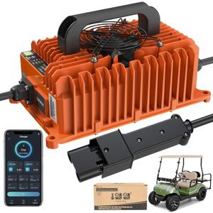10L0L 15 Amp 48 Volt Golf Cart Charger for Yamaha,Smart Golf Cart Battery Charger, 3 Battery Types Support, Battery Repair, Automatic Power Recharge, IP67 Waterproof (Orange)