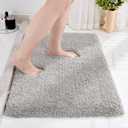 Disolla Grey Bathroom Rug 20x32 - Non-Slip Plush Thick Bath Mat, Highly Absorbent & Ultra Soft Fluffy Floor Mat, Machine Washable for Shower and Tub