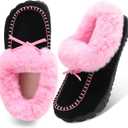BARERUN Womens Moccasin Snow Boots Warm Winter Boots Ankle Boots for Women Outdoor Fur Lined Womens Shoes Slippers (7, Pink)