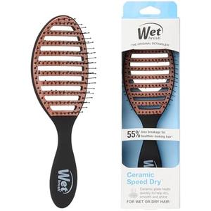 Wet Brush Ceramic Speed Dry Hair Brush, Black - Vented Design & Soft HeatFlex Bristles for Blow-Dry Safe Styling - Ergonomic Handle for Pain-Free Detangling - Hair Accessories for All Hair Types