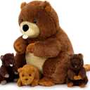 MaoGoLan 4Pcs Beaver Stuffed Animals with Three Babies Inside,17.7" Fluffy Giant Beaver Plush Gift,Funny Beave Plushie Woodland Toys for Kids,Teens,Baby Shower,Christmas