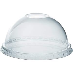 GUSTO [100 Count] Clear (No hole) Dome PET Plastic Lids 98mm Rim for 12, 16, 20 & 24 oz. Milkshake Cups (Formerly Comfy Package)