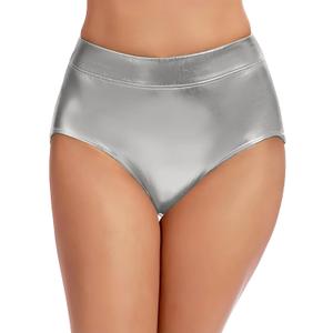 Wildarms Womens Metallic Booty Shorts Shiny Rave Bottoms High Waisted Festival Dance Mardi Gras Shorts Hot Pants, Large