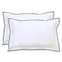 RANZNAZ Set of 2 Elegant Embroidery Pillowcases, King Size, 100% Cotton - White Good Feeling Shams, Elegant Trims, Softer and Breathable Pillow Covers, 20x36 inches