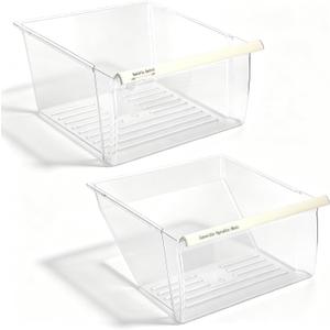 Upgraded 2188656 (Upper) Fridge Crisper Drawer & 2188664 (Lower) Crisper Bin Refrigerator Drawer Replacement Compatible with Kenmore Whirlpool Refrigerator Drawers Parts - WP2188656, WP2188664