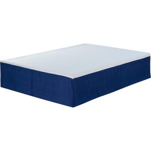 Chezmoi Collection Basic Solid Pleated Bed Skirt, 15" Drop (King, Navy)