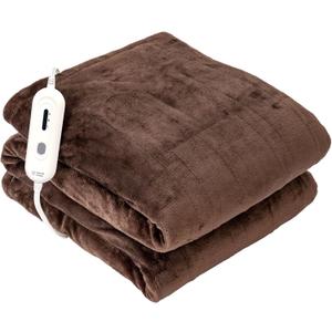 Tefici Electric Heated Blanket Throw, Super Cozy Soft 2-Layer Flannel 50" x 60" Heated Throw with 3 Heating Levels & 4 Hours Auto Off, Machine Washable, ETL&FCC Certified, Home Office Use,Brown