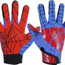 Youth Football Gloves Kid Receiver Gloves Boys Girls Unmatched Grip Great Gift (Youth S, Blue and Red)
