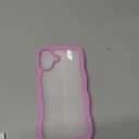 JETech Wavy Case for iPhone 16 Plus 6.7-Inch, Cute Wave Frame Curly Shape Shockproof Phone Cover for Women and Girls, Clear Hard PC Back (Pink)