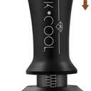 K COOL 51mm Coffee Espresso Tamper, Premium Barista Tools, Calibrated Spring Tamper, 100% Stainless Steel Flat Base Tamper with Scale Mark for Espresso Machine (Black)