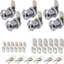 Cabinet Cam Lock, 5/8 Inch Keyed Alike Cam Locks Secure File Drawer Door Mailbox Tool Box Dresser RV Cylinder Replacement Lock Hardware, Fits on 1/2" Max Panel Thickness (6 Pack)