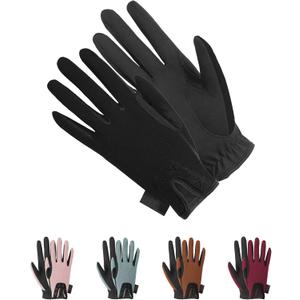 Women Horse Riding Gloves Winter Equestrian Horseback Gloves Lady Youth Girl Outdoor Star Pattern Mitts Perfect for Biking Cycling Gardening (Small, Black)