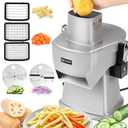 NEWTRY 4 in 1 Electric Vegetable Slicer Dicer Shredder & Strip Cutter, Commercial Automatic Multifunctional Food Chopper for Veggies & Fruits, with Thickness Adjustable Blades, 110V, 200W