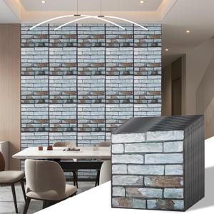 Faux Brick Wall Panels Peel and Stick  20 Pack Whitewash Red 11.8"x11.8" 3D PVC Panels  Waterproof Self-Adhesive Wall Tiles for Accent Walls, Kitchen, Bathroom, Bedroom Decor