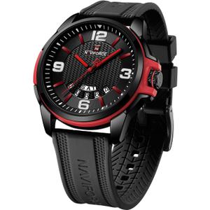NAVIFORCE Waterproof Watch for Men Women, Analog Auto Date Military Sports Unisex Wristwatch,Silicone Strap