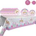 Unicorn Birthday Decorations Party Set, Unicorn Plates and Napkins, 32 Plates, 16 Napkins, 1 Table Cover