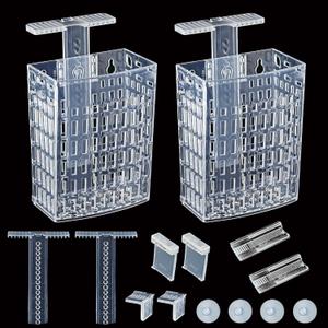 2pcs Upgraded Adjustable Aquarium Plant HolderFish Tank Plants Holder,Fish Tank Aquaponics Plant Cultivation and Aquarium Landscape Decoration with Hooks and Suction Cup(Transparent)