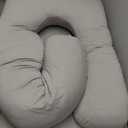 Momcozy Pregnancy Pillows with Cooling Cover, U-Shaped Full Body Maternity Pillow for Side Sleepers 57 Inch - Support for Back, Hip, Belly, Legs for Pregnant Women (Grey- Cooling Fabric)