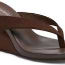 Coutgo Womens Wedge Heels Sandals Platform Flip Flops Slides Slip On Summer Beach Shoes (8, Dark Brown)