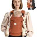 GROWNSY Baby Carrier, One-Click Release Clasp for Easy to Wear, Cozy Wraps Carrier Newborn to Toddler with Head Support(7-44lbs), Ergonomic & Lightweight for Infant to Toddler, Sepia