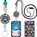 Dog Cat Paw Teacher Lanyards for ID Badges and Keys, Cute Silicone Beaded Breakaway Lanyard for Women Nurses Educators School, Keychain with Name Tag Badge Holder
