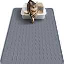 Large Silicone Cat Mat for Litter Box, 34"x22" Waterproof & Urine-Proof Pad with Litter-Trapping Waves, Non-Slip, Easy Clean & Paw-Safe (Gray)