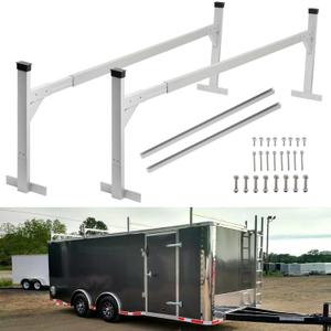 OUTPRIZE Aluminum Trailer Ladder Rack, 6FT to 9FT Adjustable Trailer Roof Ladder Rack for Universal Enclosed and Open Trailers, 400 lbs Capacity, Silver