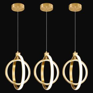 Modern LED Chandelier Gold Ring Pendant Light Fixtures 4000K Dimmable Height Adjustable Pendant Lighting for Dining Room Kitchen Island Bedroom Living Room Foyer（3-Pack）