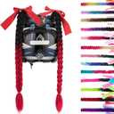 SEGO 1PCS/2PCS Helmet Pigtail Braids with Detachable Suction Cup Bowknot Ponytail Hair Many Colors (Helmet not Included)