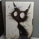 Funny Black Cat Canvas Wall Art Gothic Spooky Feline painting Decor Pictures Halloween Creepy Black And White Art Cat Posters Prints for Cafe Bar Living Room Restaurant Bedroom Decoration, 24"L x 16"W