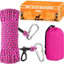 Dog Tie Out Cable for Camping - 50ft Dog Lead Dog Runner for Yard - Portable Trolley System for Large Small Dogs Outside (Pink)