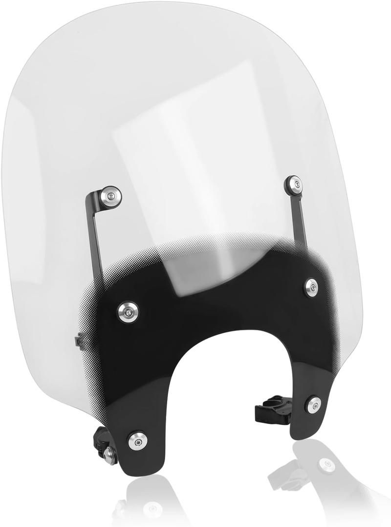 Motorcycle 17" Windshield Clear Touring Wind Deflector Compatible with Harley RH 975 RH975 Nightster 975 2022-2025 / Nighster 975 Special RH975S 2023-2025 Quick-Release 19.6" Width Windscreen (17 Height Black Clamp)