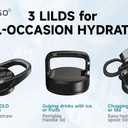 CIVAGO 64 oz Insulated Water Bottle Jug with Straw and Handle, Half Gallon Stainless Steel Water Flask, Large Sports Metal Water Bottle with Straw Lid (3 Lids), Big Thermal Mug Cup, Navy Blue