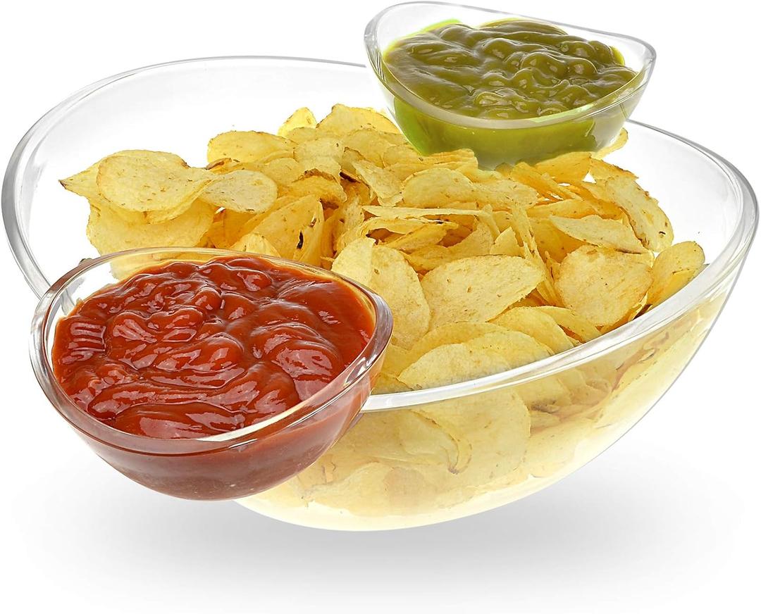 Chip and Dip Acrylic Bowl Set (3L Main Bowl, 180ml Dipping Bowls)