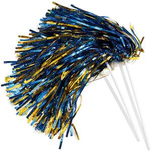 Anderson's Metallic Blue and Gold Foil Textured School Spirit Shakers, Cheerleader Pom Poms, Football, Basketball, Homecoming Squad, Team, Party, Dance, Club, Performance, Fan Celebration Pack of 10