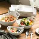 Gomakren Serving Bowls with Handles, Serving Dishes, Porcelain Salad Bowls Mixing Bowl for Entertaining, Nesting Bowl Set of 3, Microwave Dishwasher Safe, 15/28/47 oz, White