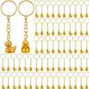 Ecation 100 Pcs Mini Gold Duck Keychains Small Gold Resin Duck 3D Tiny Key Chains Bulk Animal Pendant for Holiday Gifts Birthday Party Favors (Transparent)