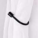 2 x Metal Curtain Holdbacks Decorative U Shaped Hooks Wall Mounted, Modern Design Curtain Tie Back Hooks, Black, 2pcs