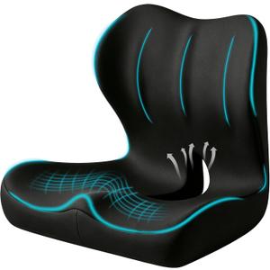 Seat Cushion for Office Chair and Car, Ergonomic Memory Foam Seat Cushion with Lumbar Support Pillow, Orthopedic Cushion for Sciatica & Back Pain, Black, Large